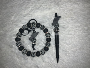 Raven Pen and Wristlet
