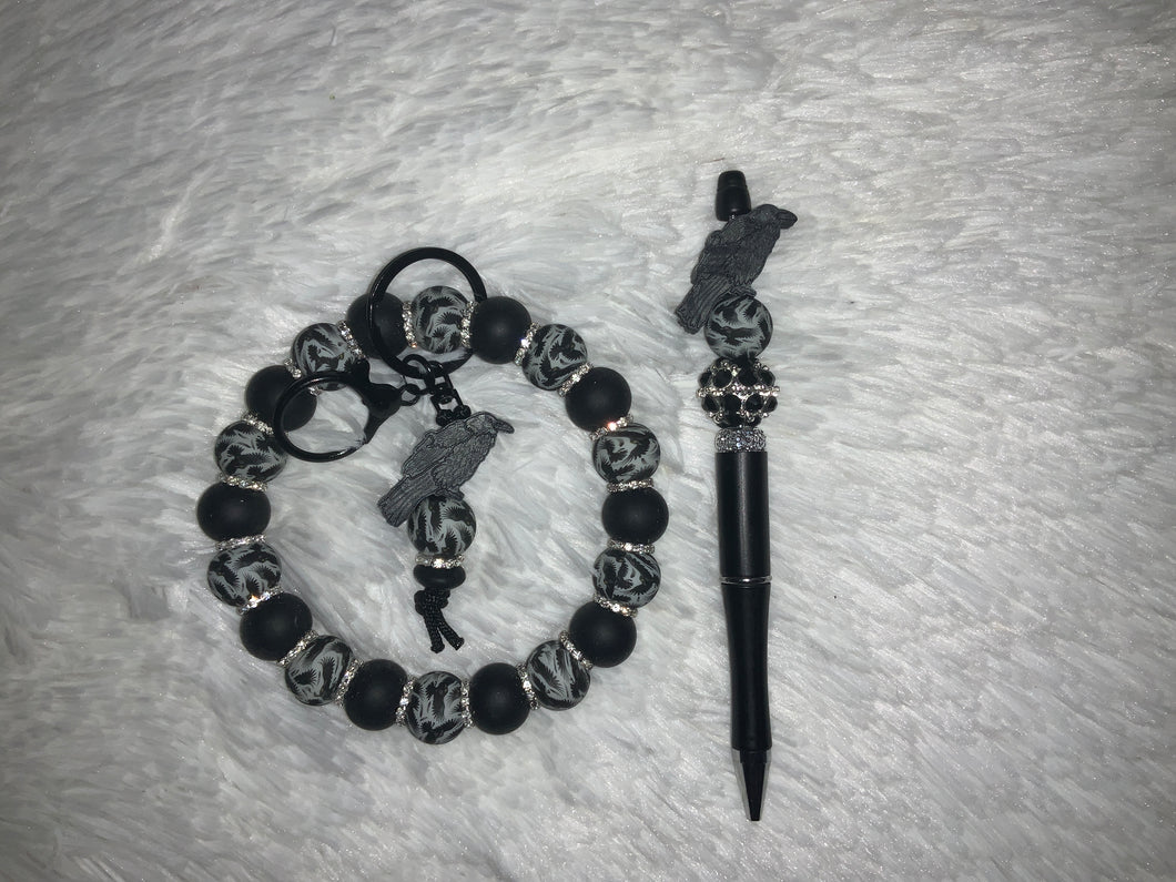 Raven Pen and Wristlet
