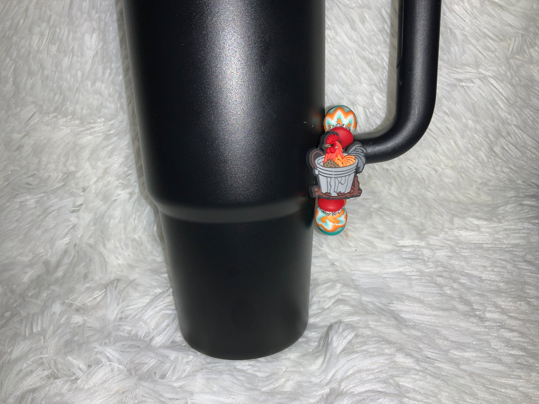 Rooster In A Bucket Cup Charm
