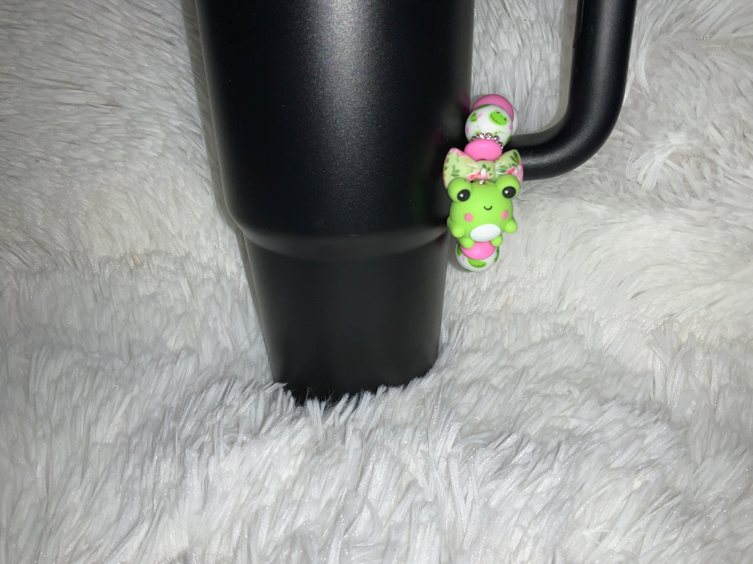 Frog with Bow Cup Charm
