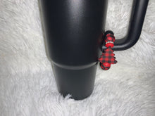 Load image into Gallery viewer, Red and black tree plaid cup charm
